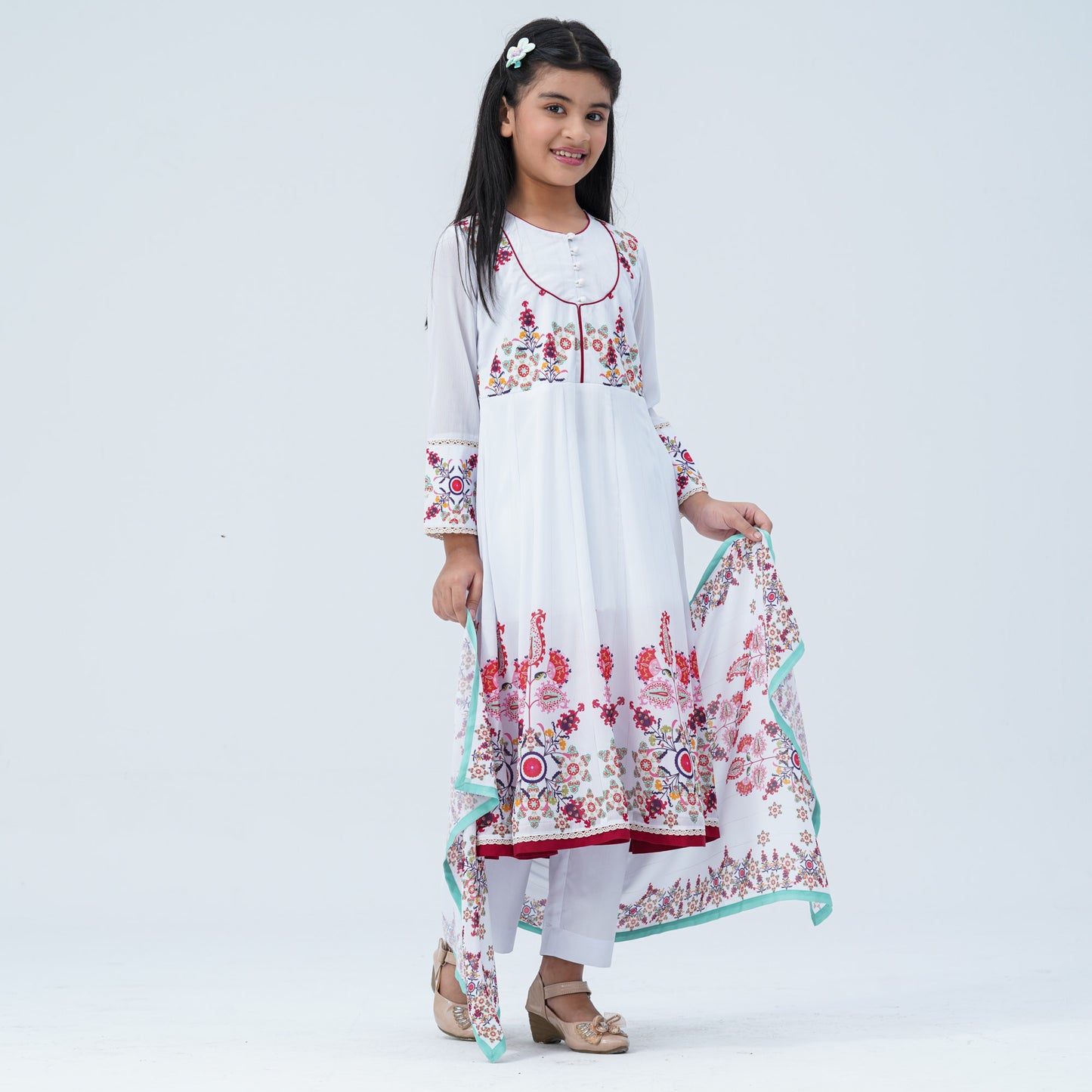 Girl's Floral Georgette Three Piece Set