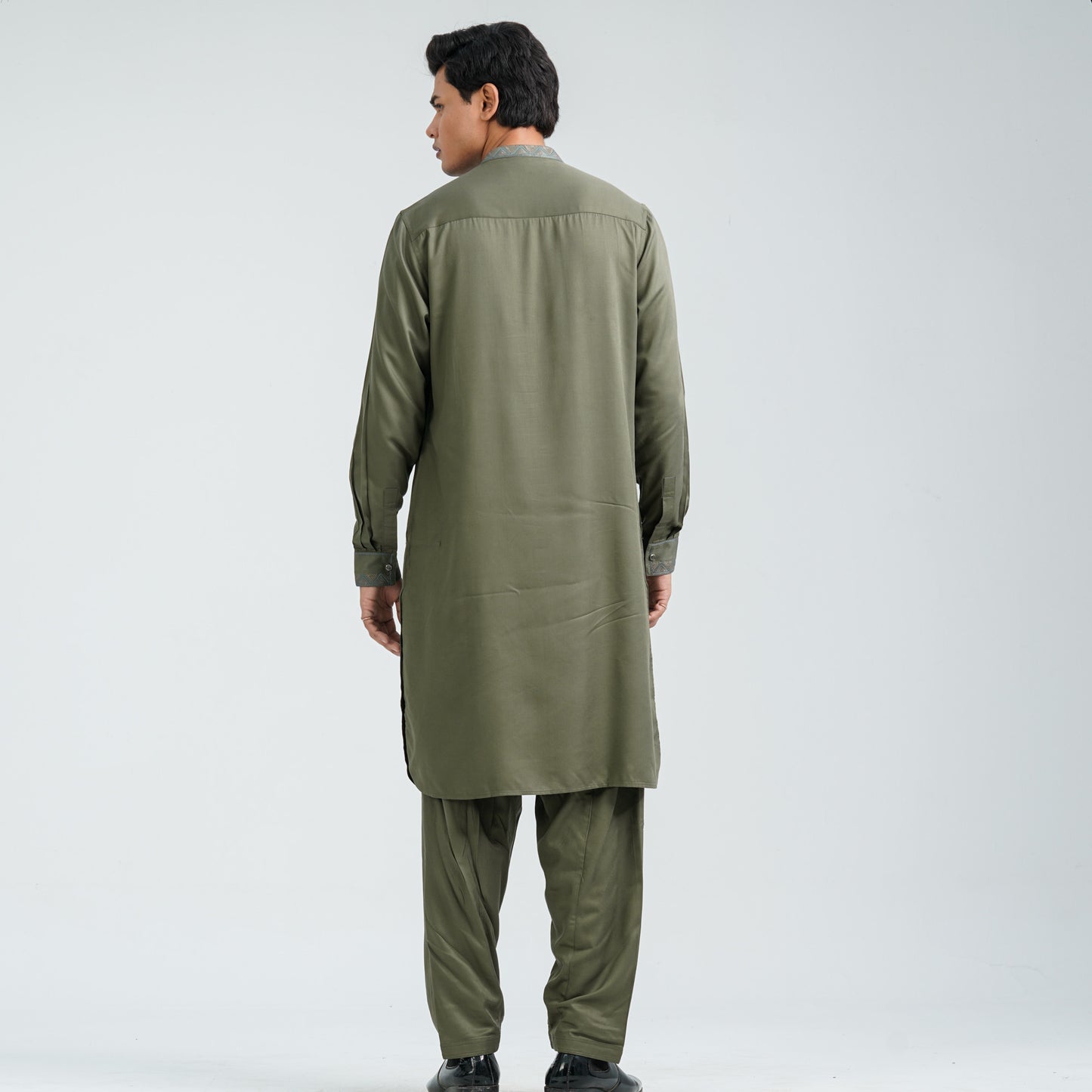 Men's Embroidery Bottle Green Kabli Set