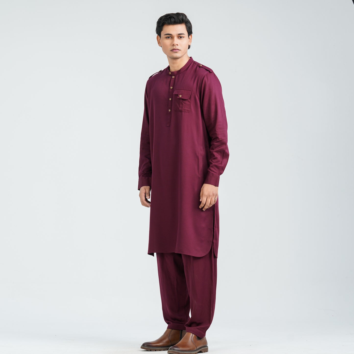 Men’s Maroon Viscose Kabli