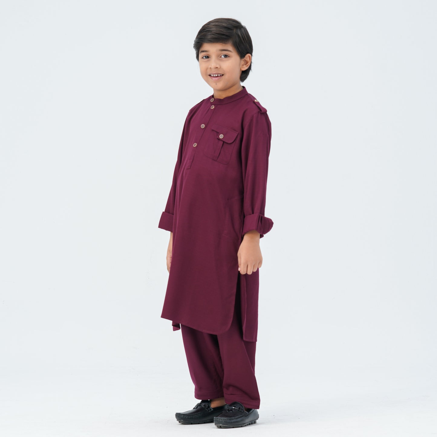 Boy's Maroon Viscose Kabli