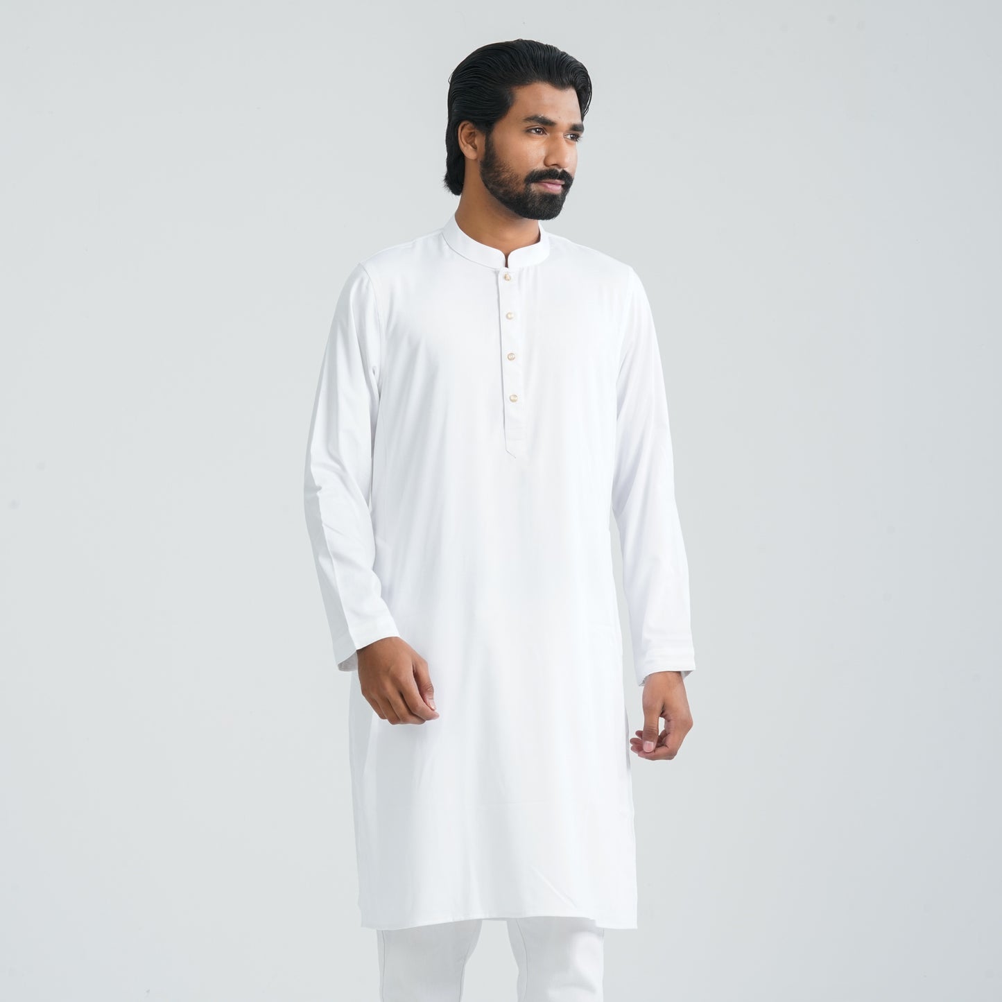 Mens White Cotton Blended Panjabi