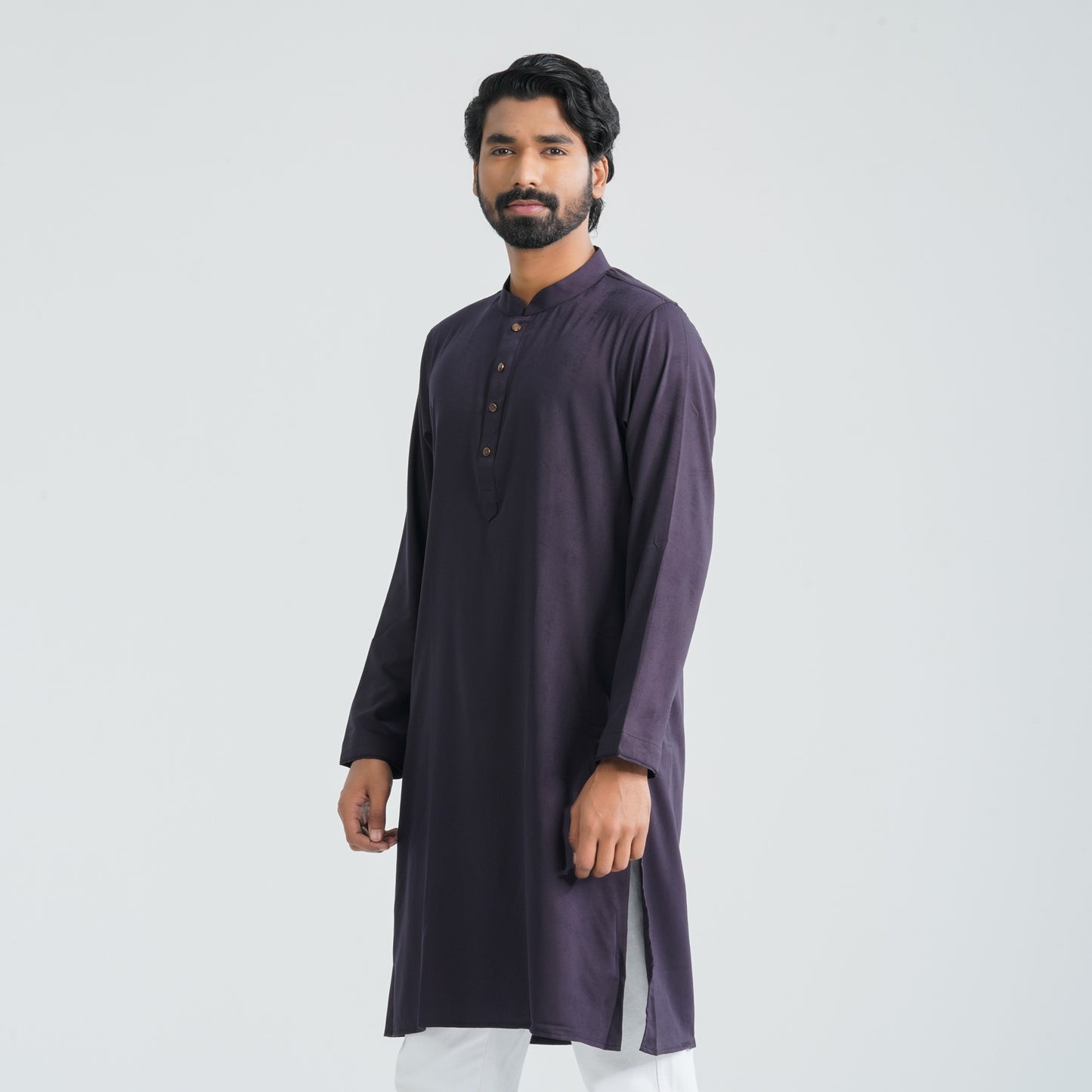Mens Maroon Cotton Blended Panjabi