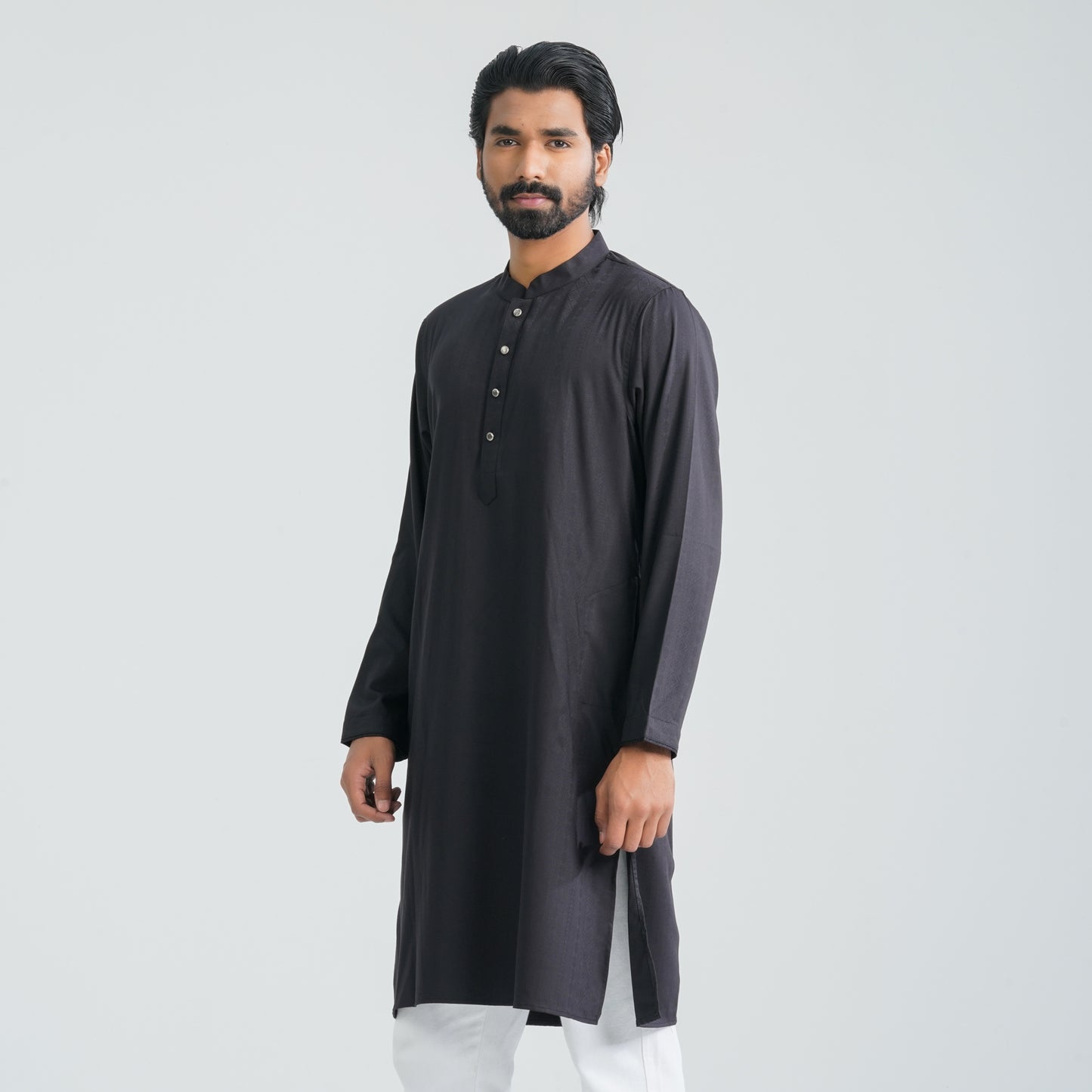 Mens Black Cotton Blended Panjabi