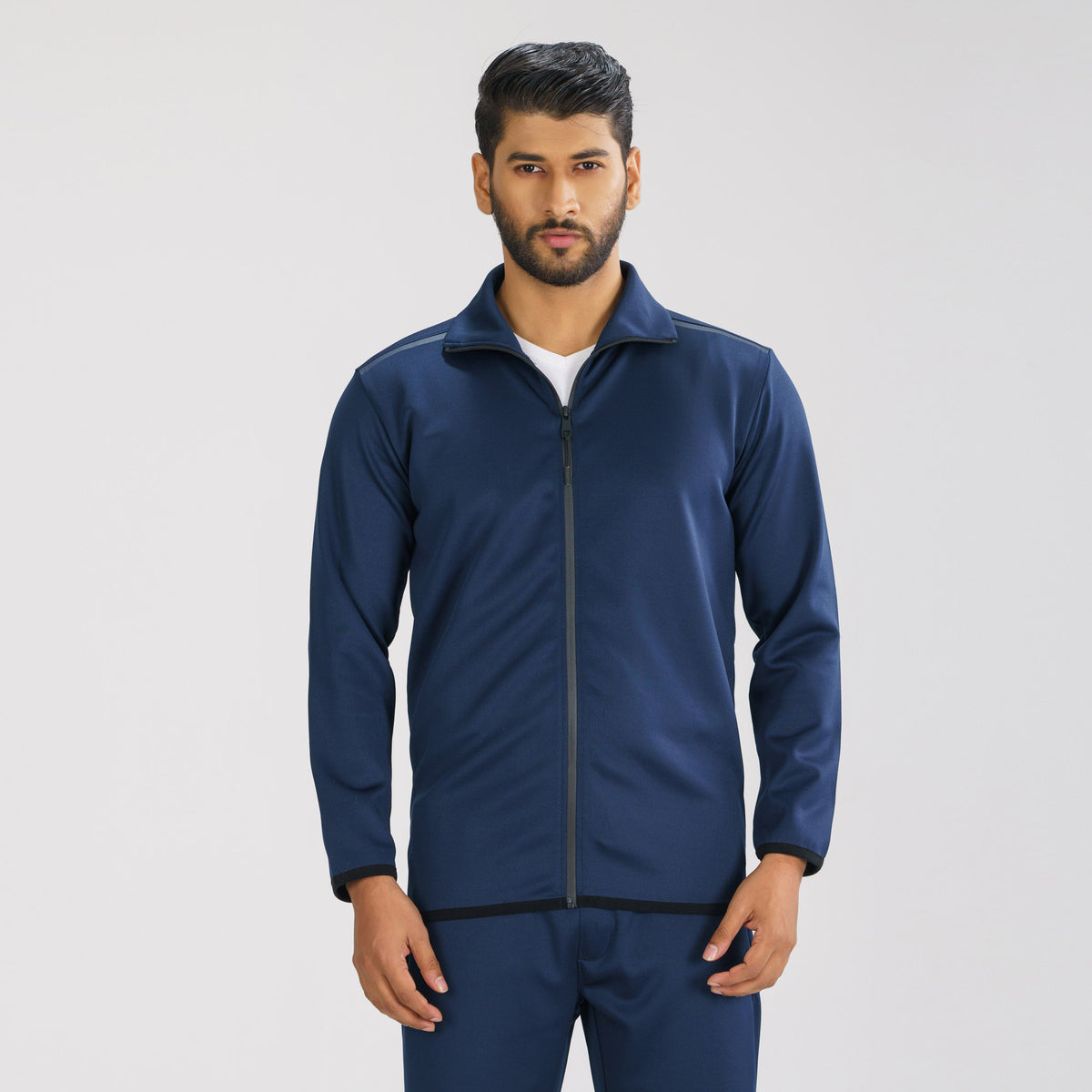 Mens Navy High-Neck Sweatshirt