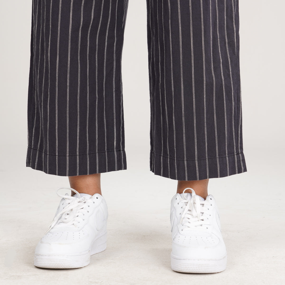 Women Black Stripe Pant