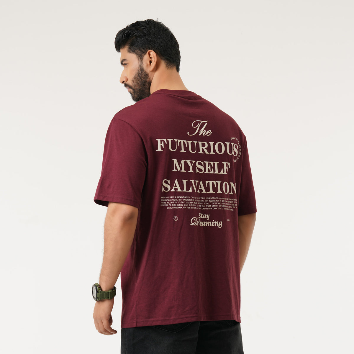 Mens Maroon Oversized T-Shirt