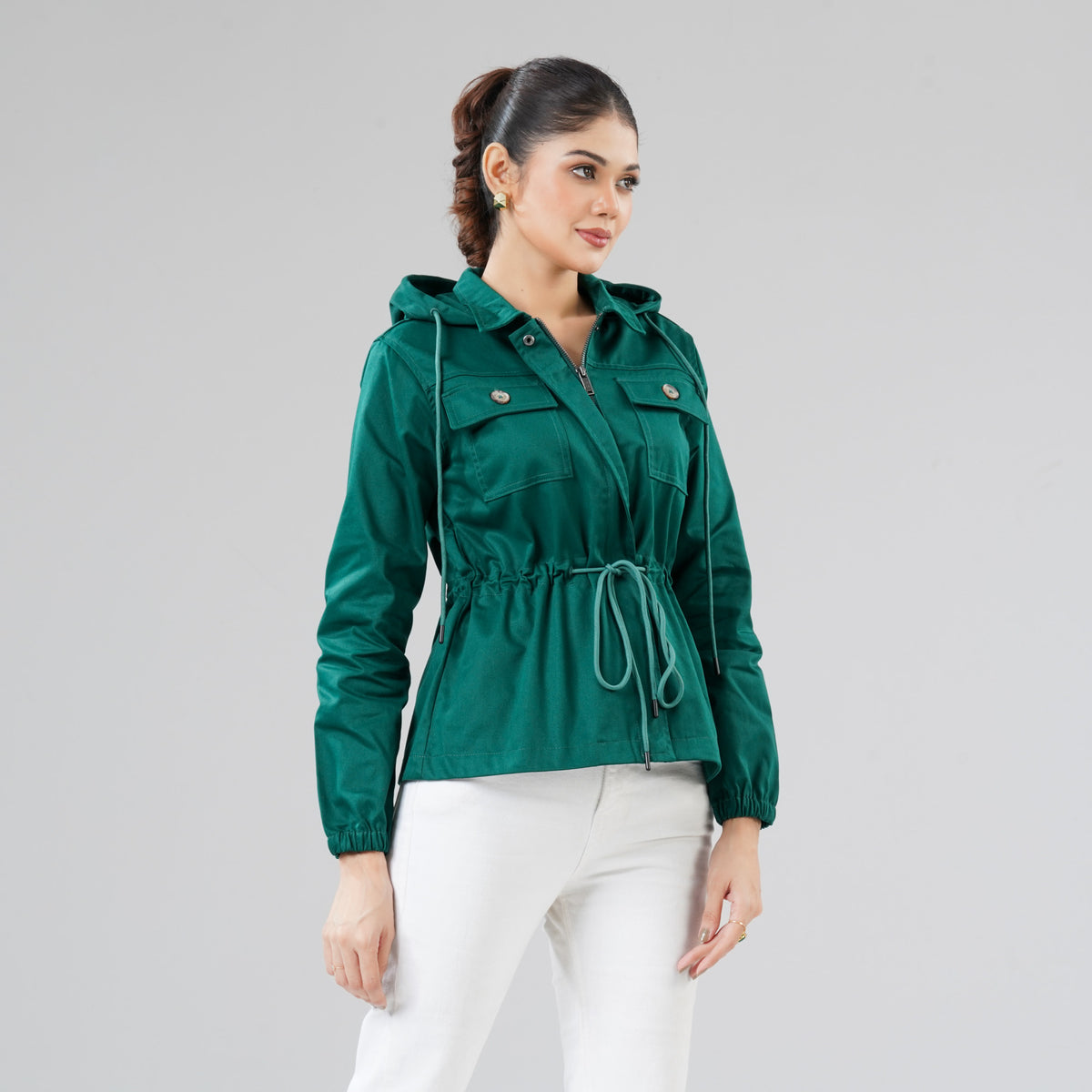 Womens Forest Green Twill Jacket
