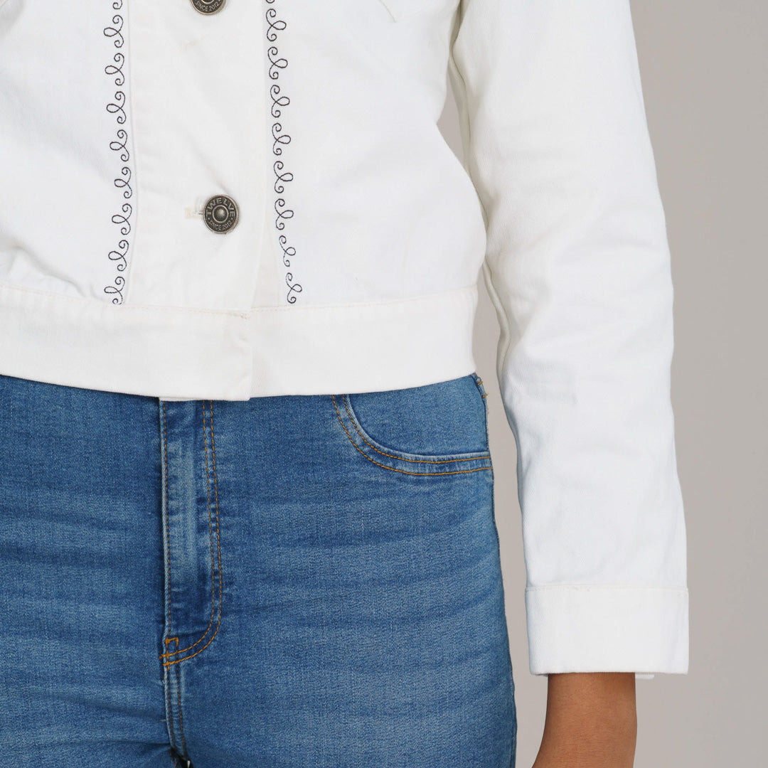 Womens White Twill Jacket