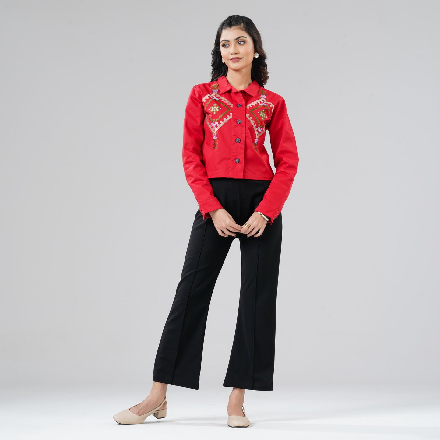 Womens Red Twill Jacket