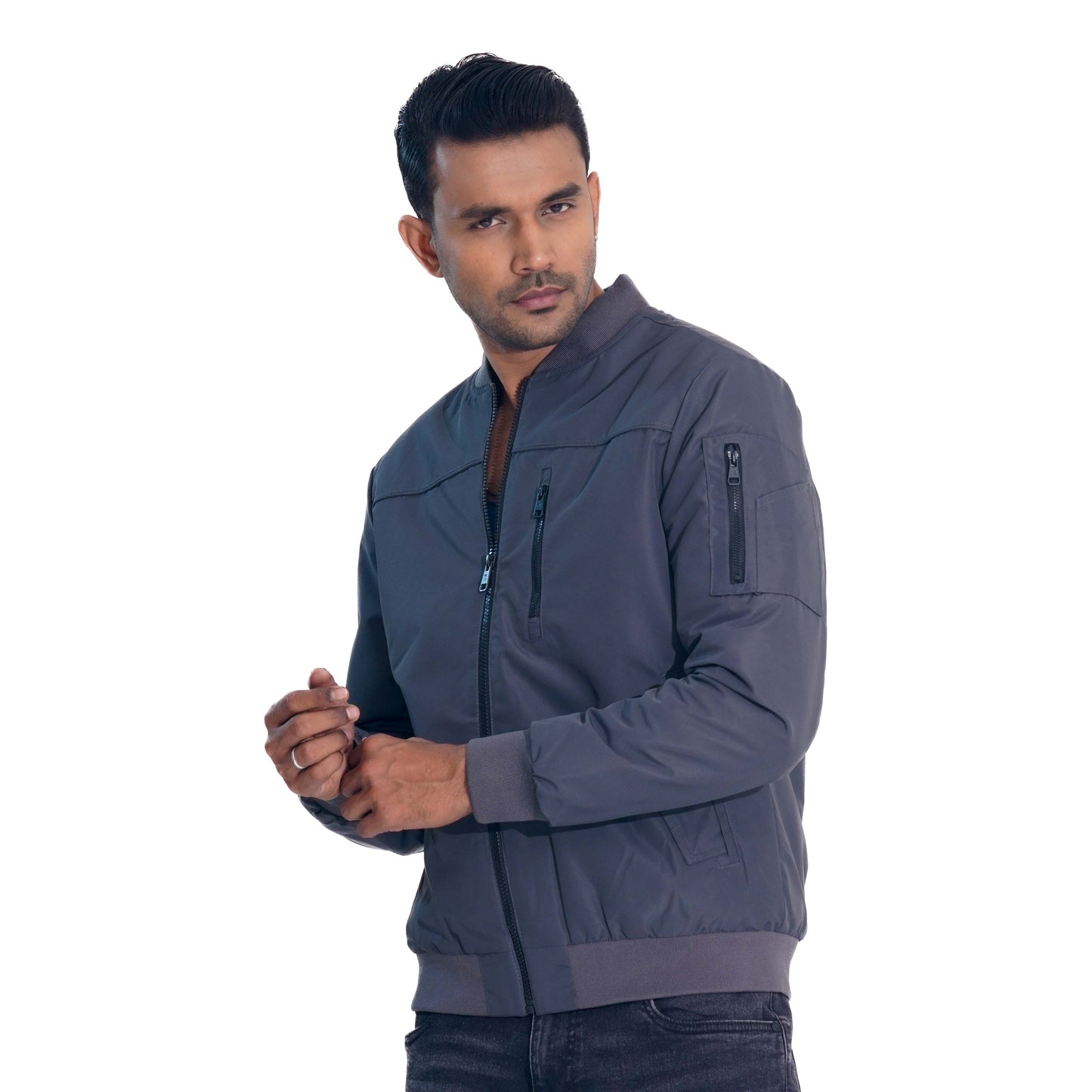 Mens Grey Bomber Jacket