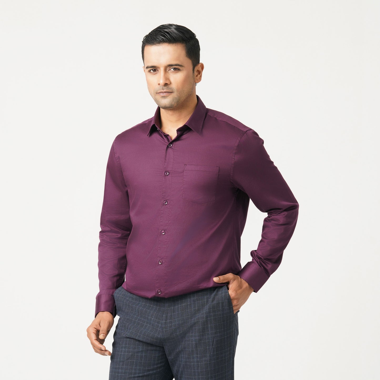 Men’s Purple Satin Lycra Shirt
