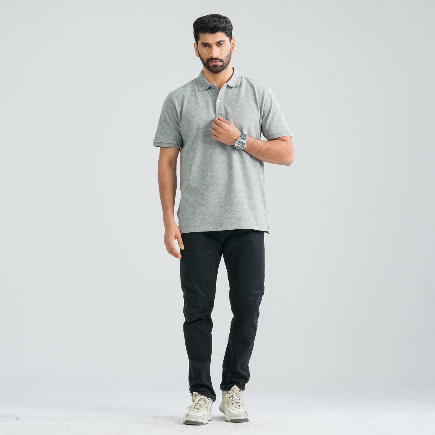 Men's Grey Melange Polo