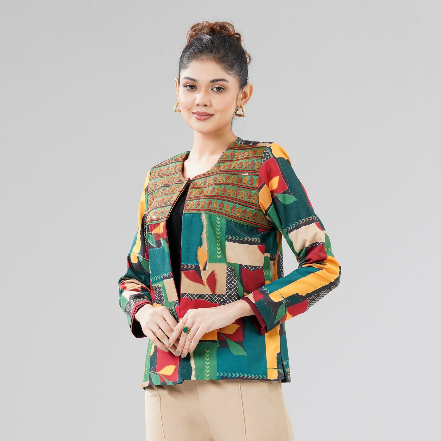 Women Green Ethnic Jacket