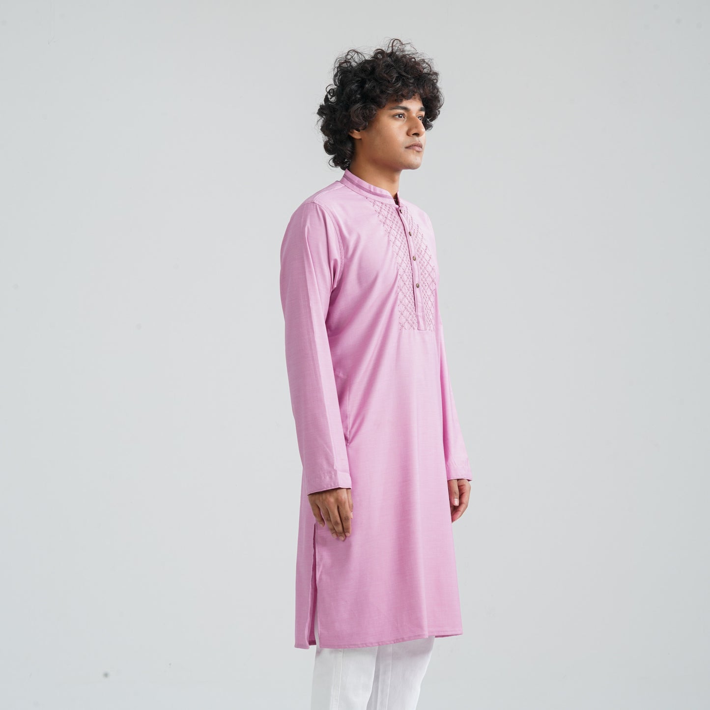 Men's Pink Embroidery Panjabi