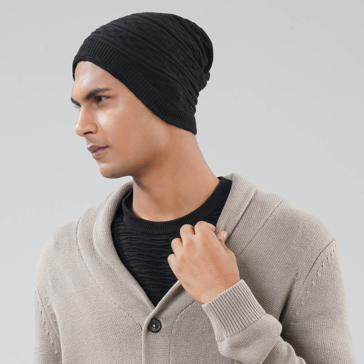 Mens Sweater Cap Black