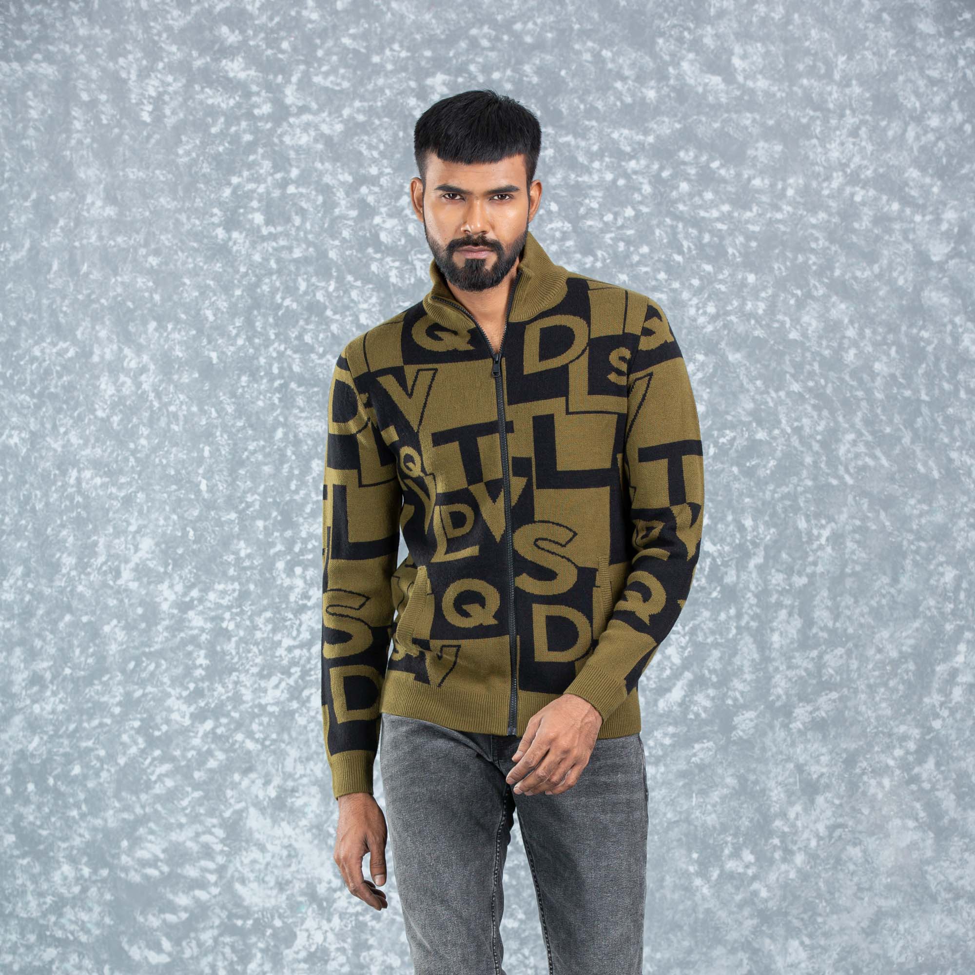 Olive green mens clearance cardigan