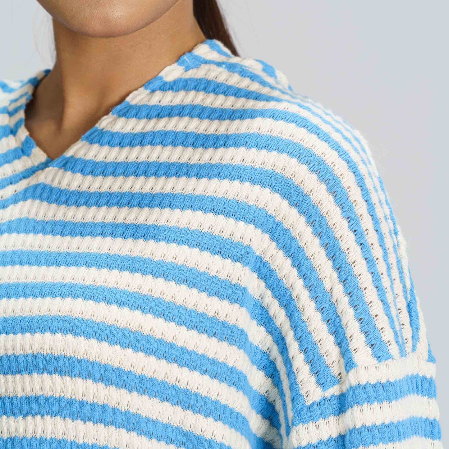 Women White & Blue Hoodie Joggers Set