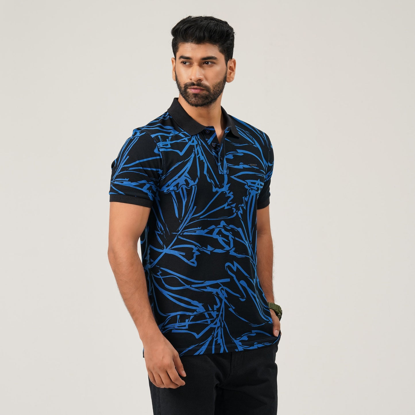 Mens Blue Aop Polo