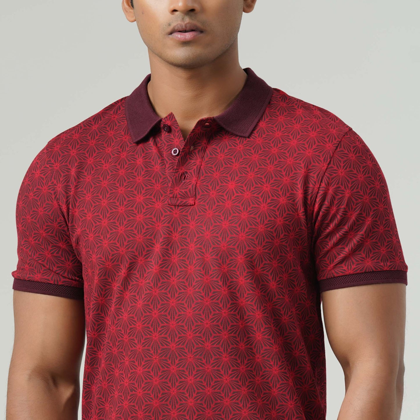 Mens Red AOP Polo