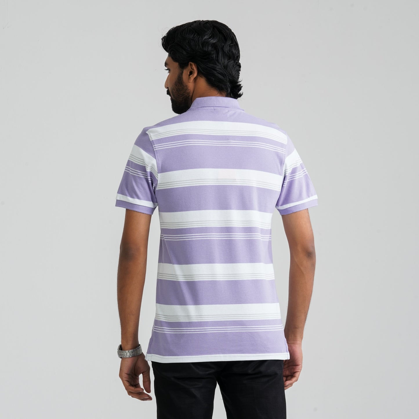 Men's Purple & White Cotton Polo