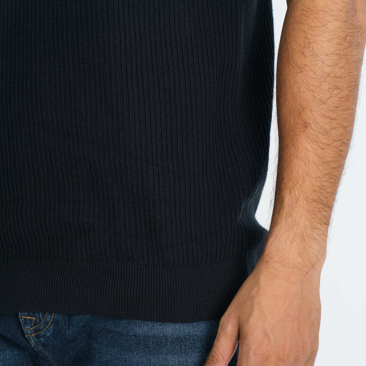 Mens Black Sweater Polo
