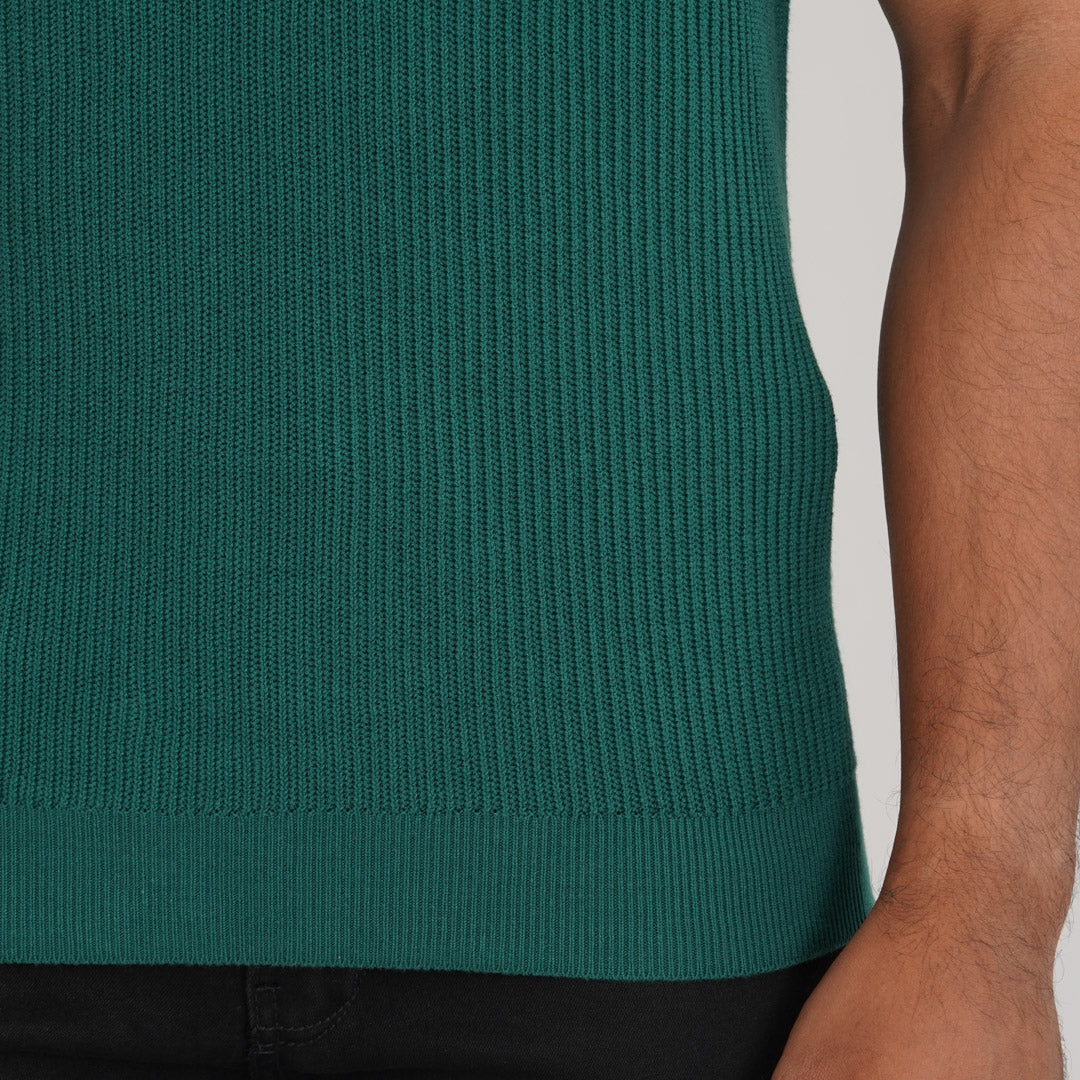 Mens Green Sweater Polo