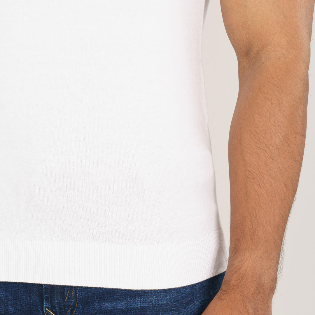 Mens Navy & Light Blue Striped Polo Sweater