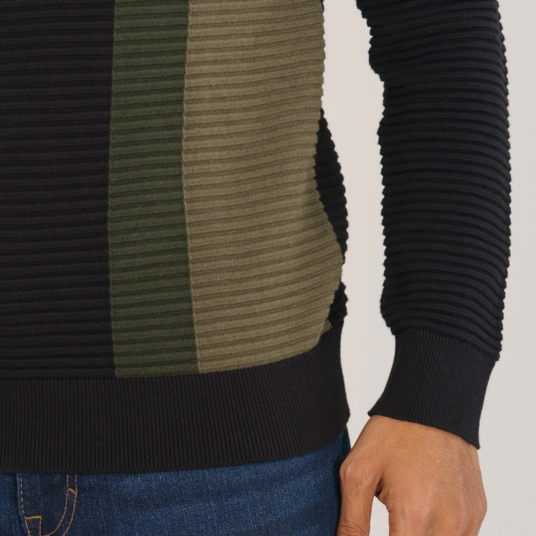 Mens Black & Olive Sweater Pullover