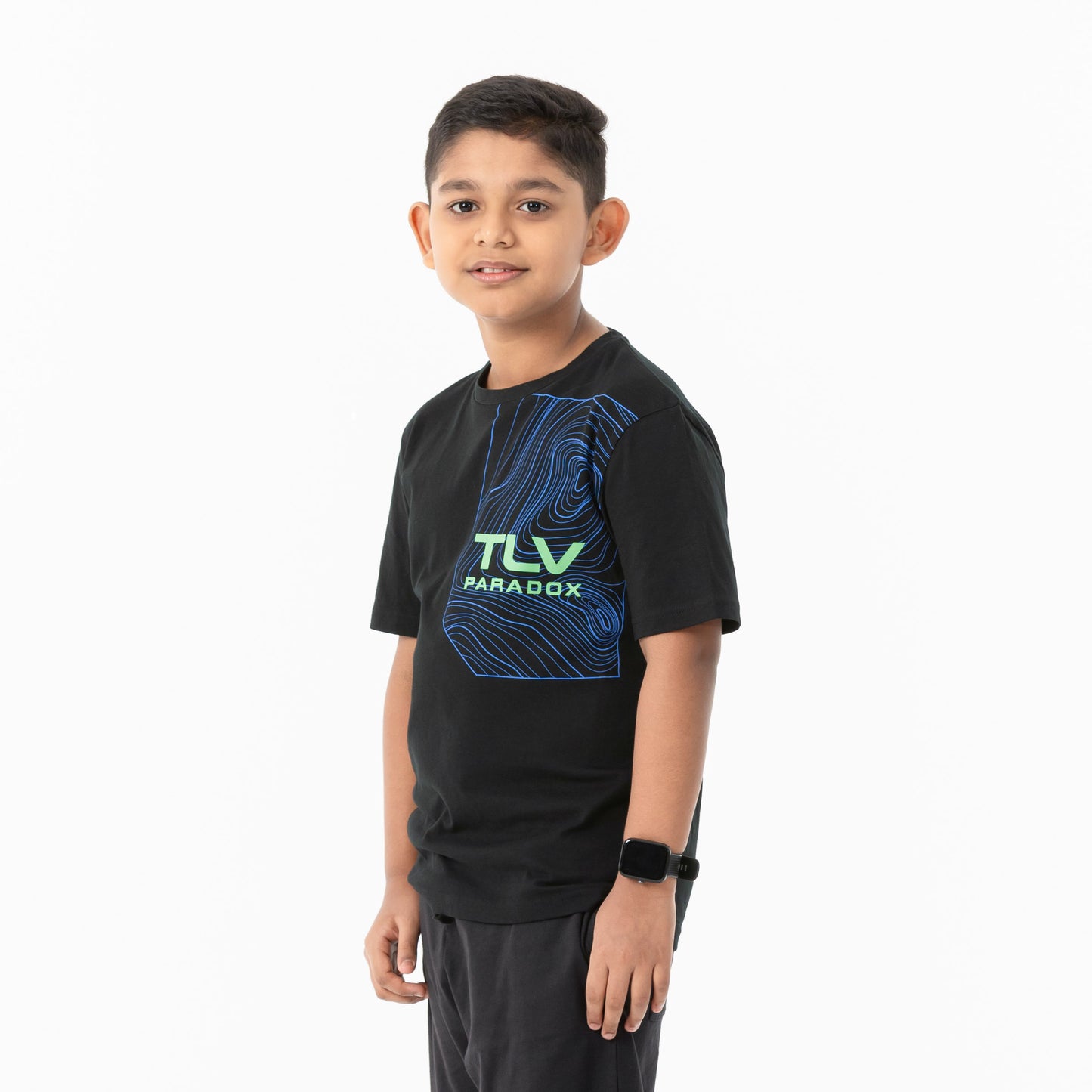 Boys Black Printed T-Shirt