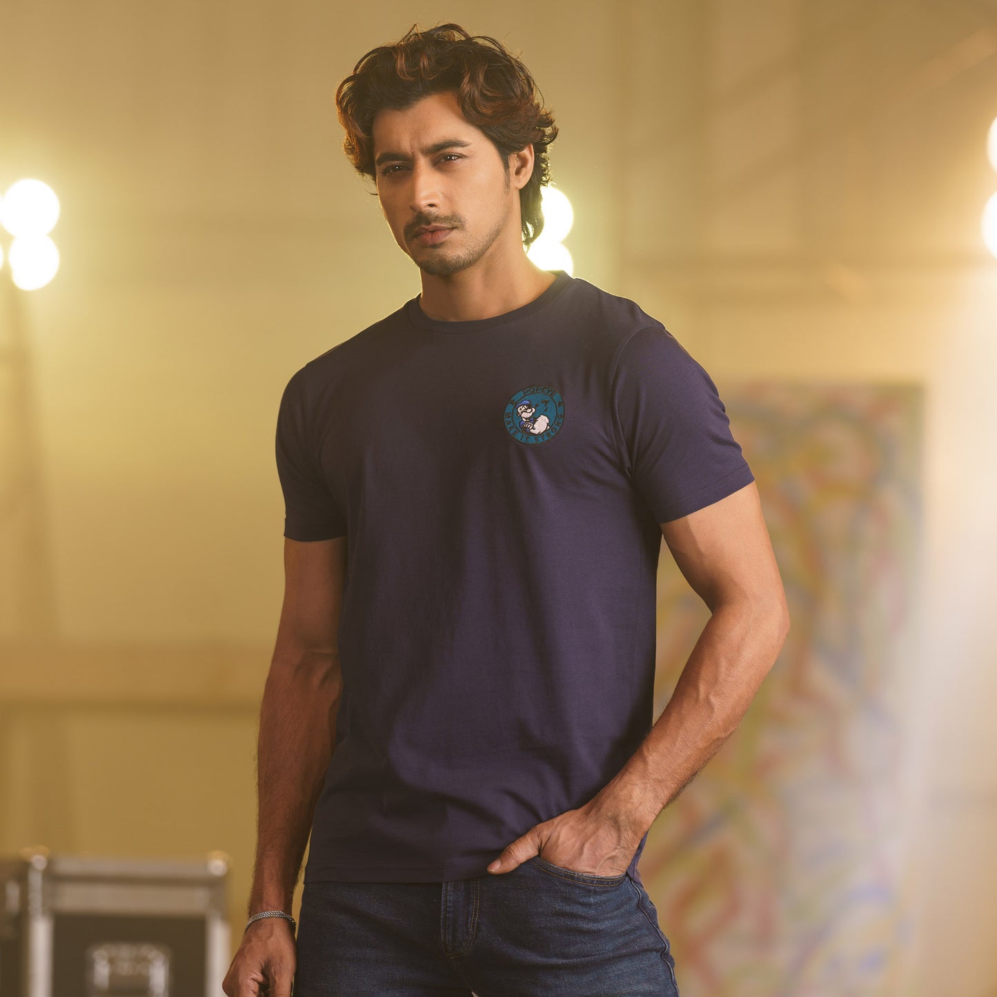 Mens Cotton Navy T-Shirt