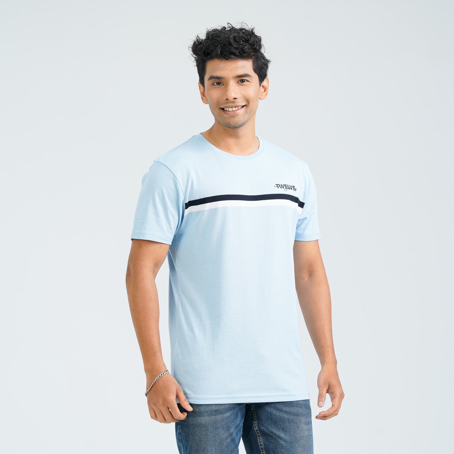 Men's Light Blue Cotton T-Shirt