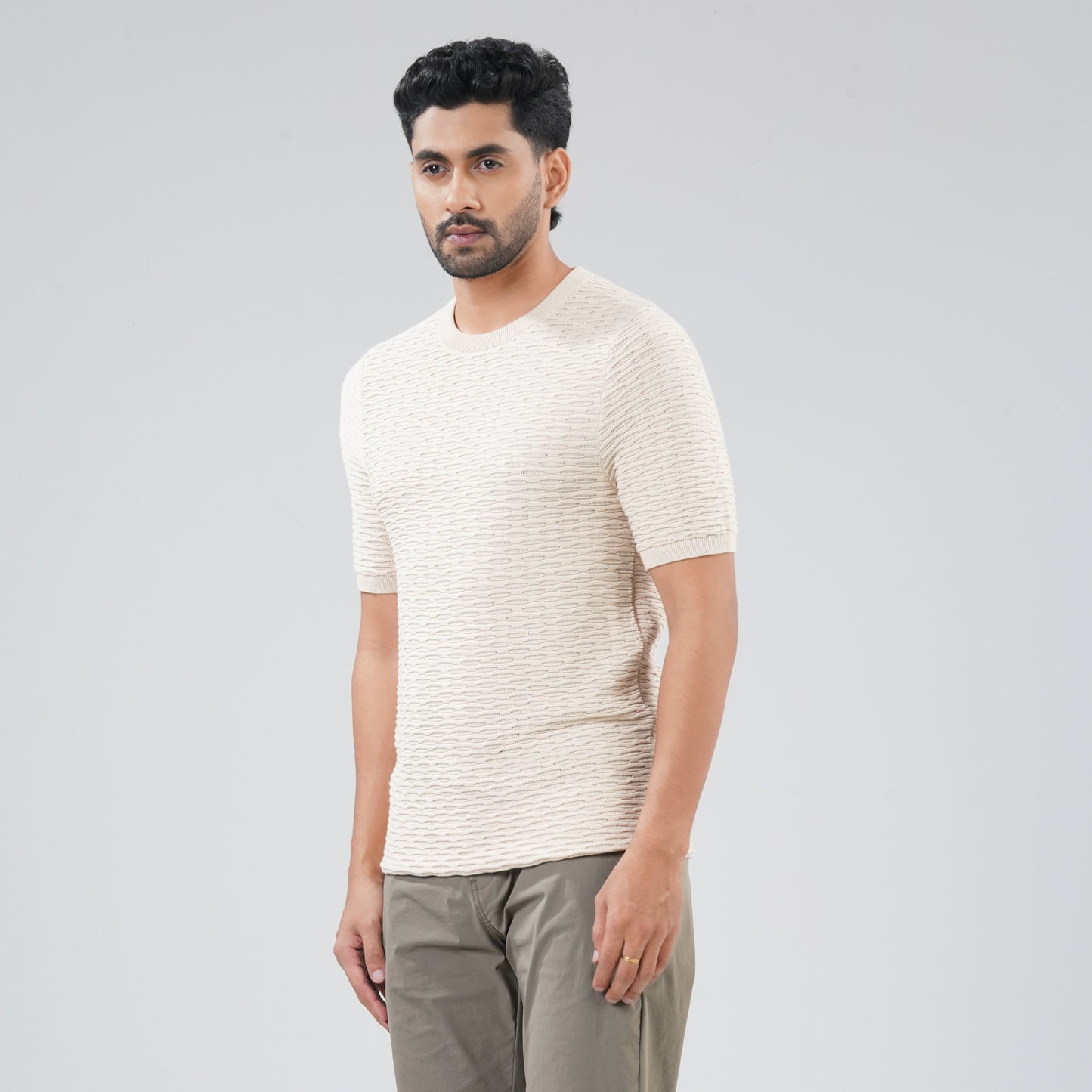 Men's Light Beige Sweater T-Shirt