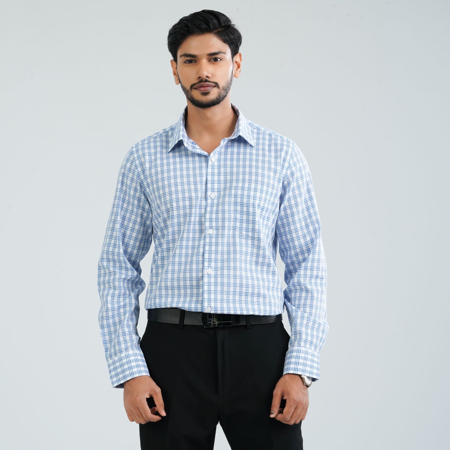 Men's White Check Cotton Shirt