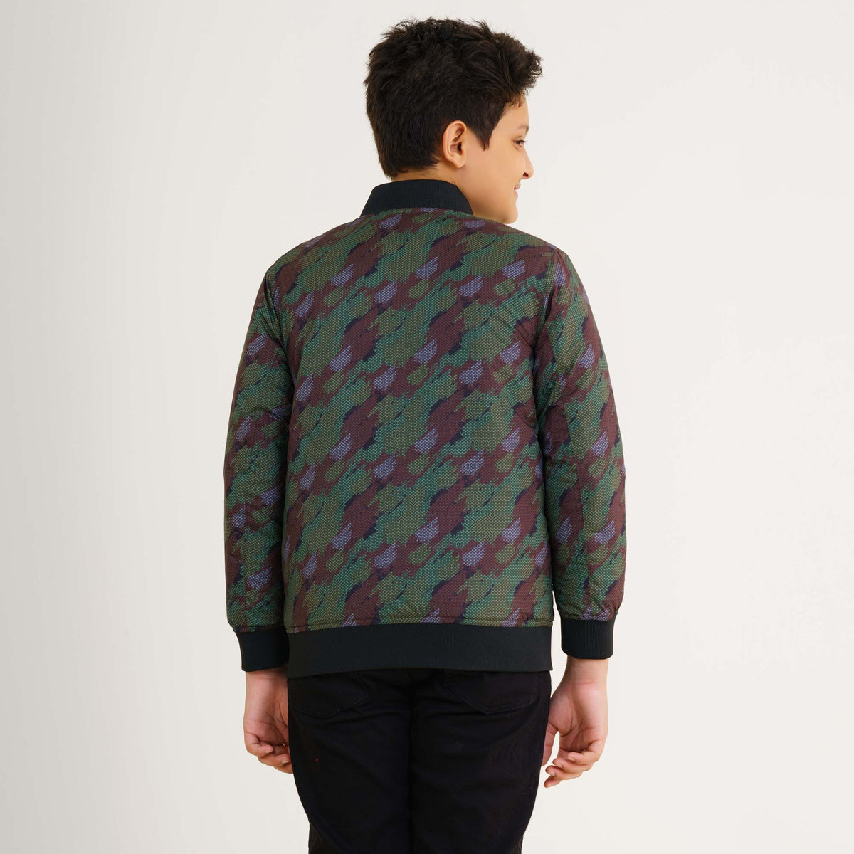 Boys Olive Reversible Bomber Jacket
