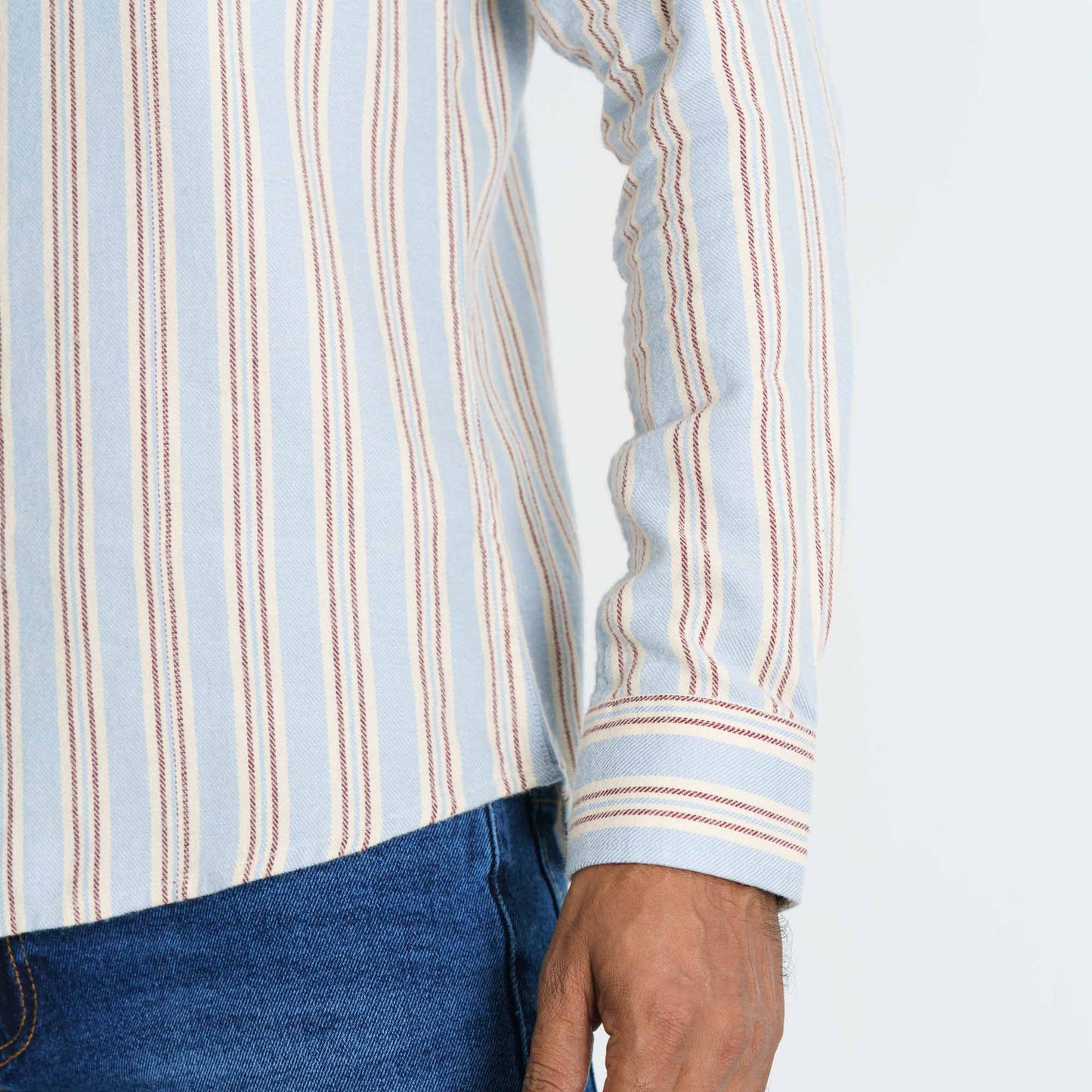 Mens Blue & Cream Striped Shirt