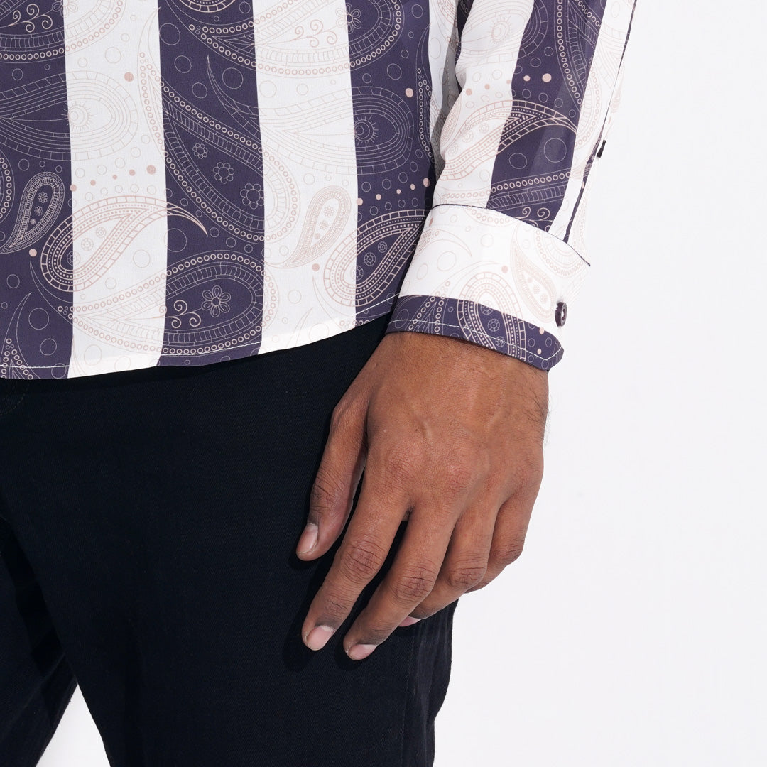 Mens Brown Stripe Slim Fit Shirt