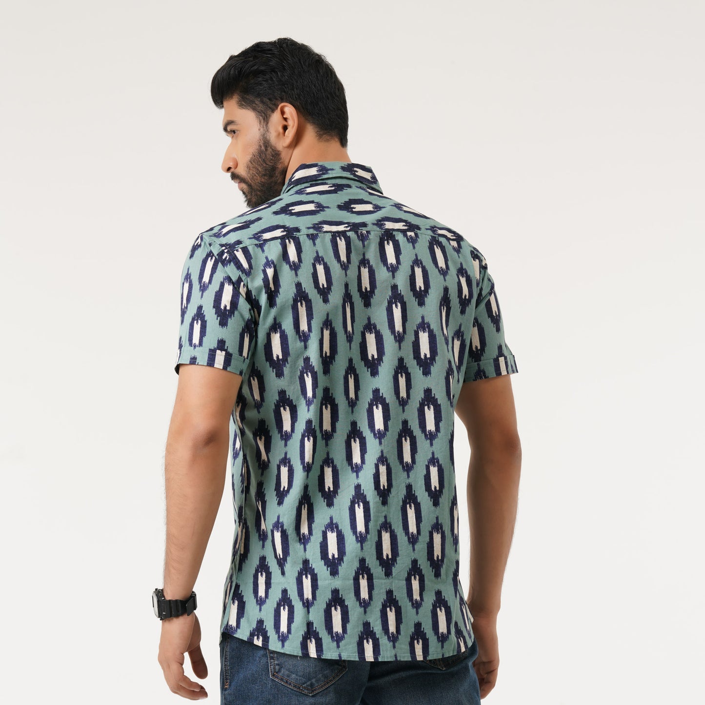 Mens S/S Green AOP Shirt