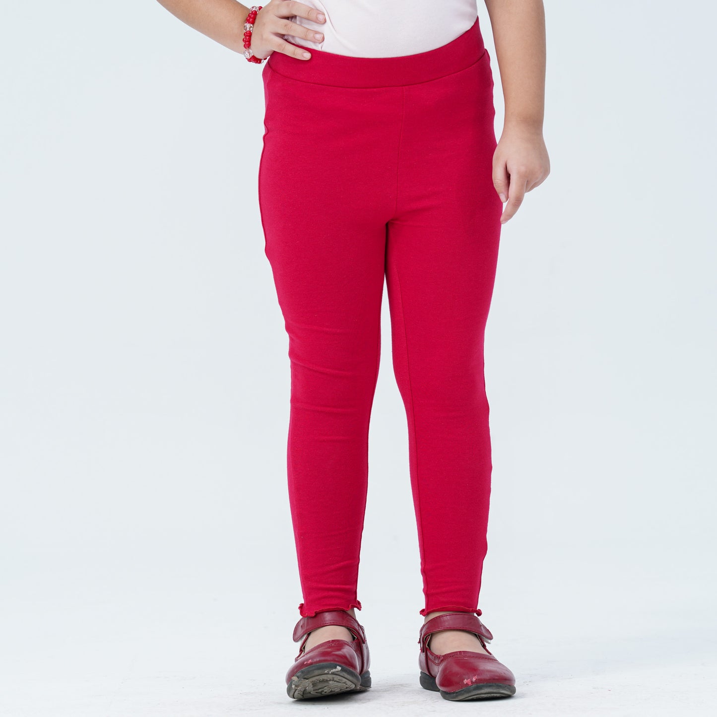 Baby Girls Red Cotton Leggings