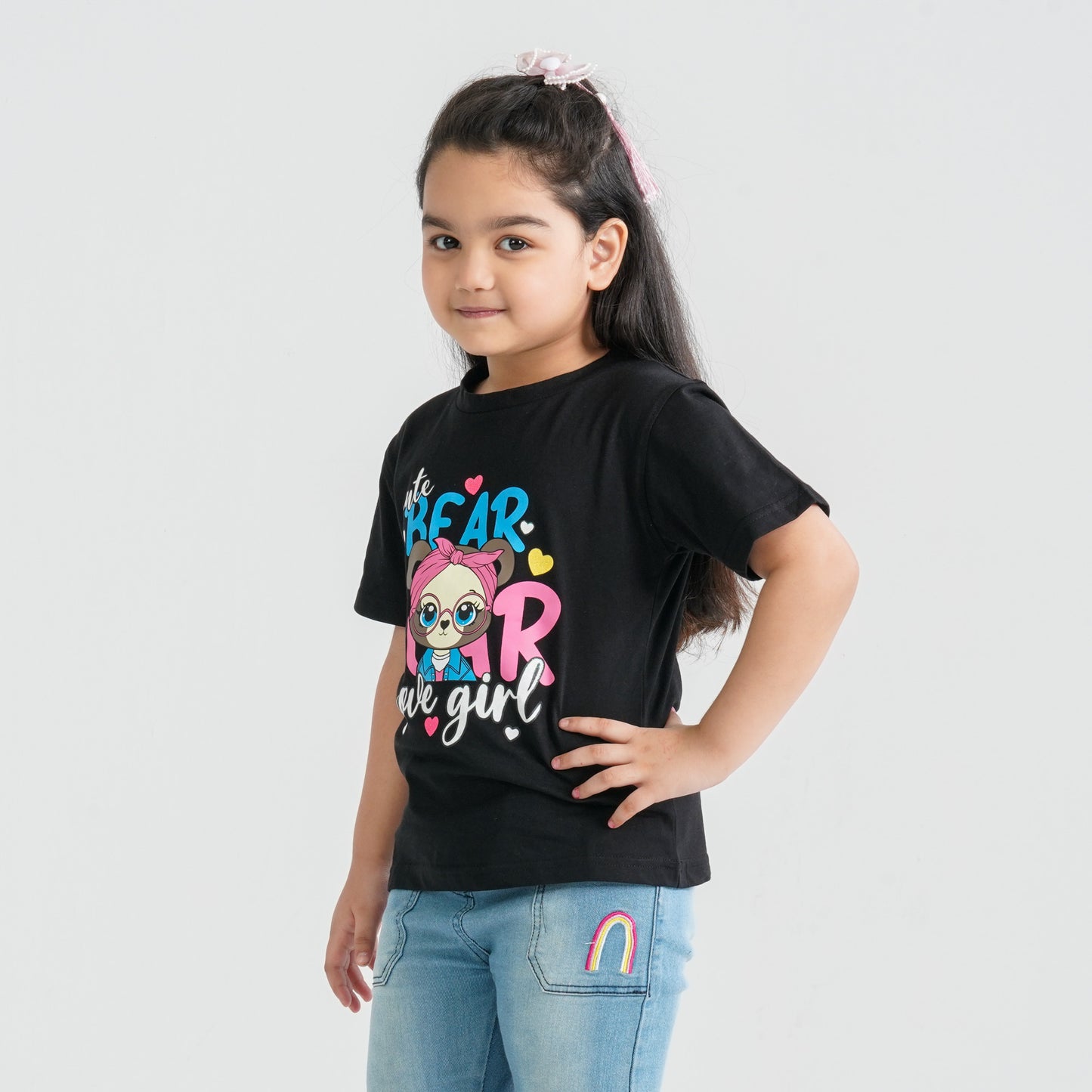 Girls’ Black Cotton T-Shirt