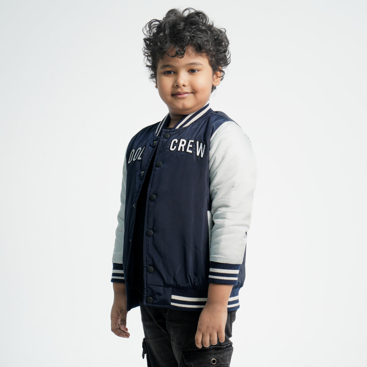 Baby Boys Navy & Off White Bomber Jacket