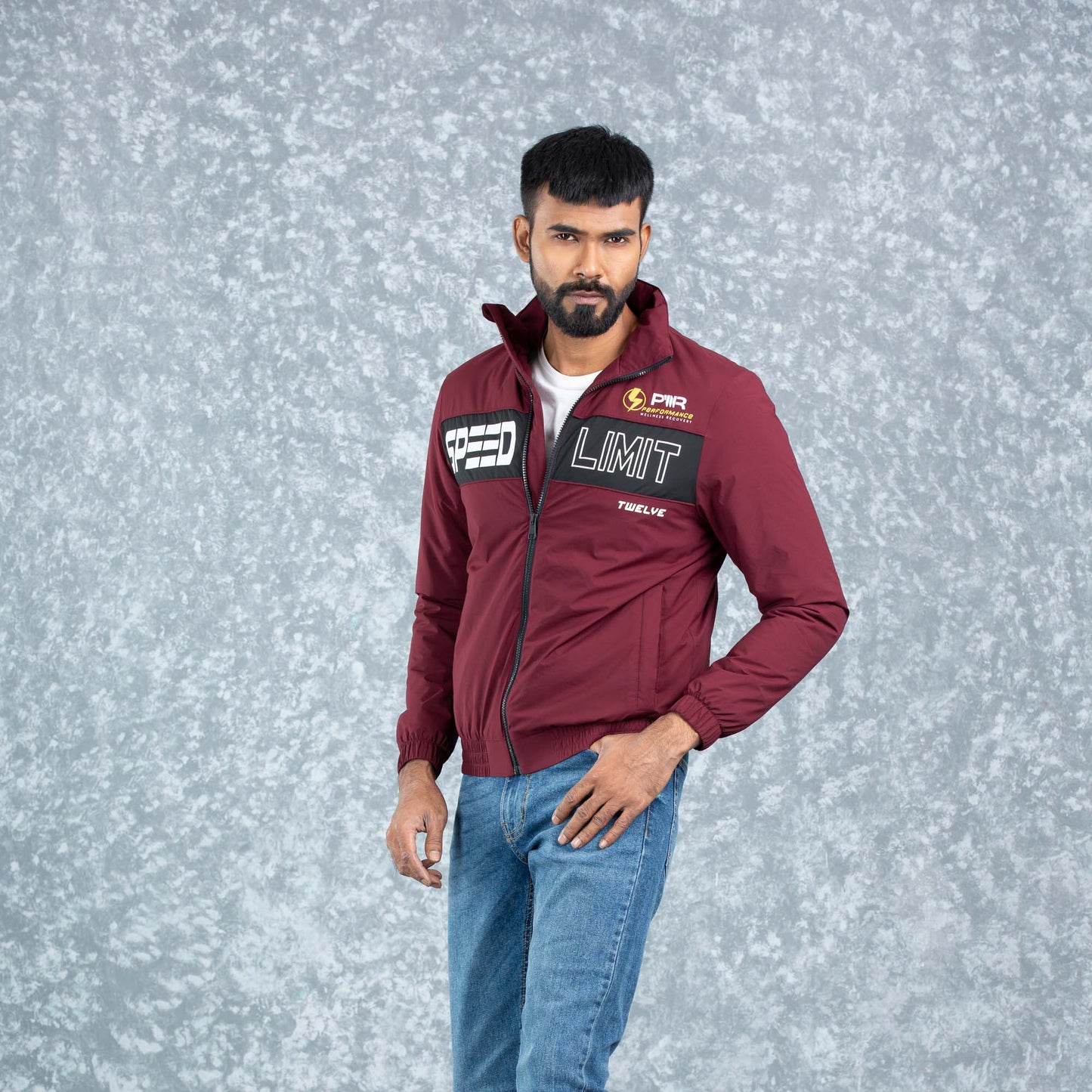 Mens Black & Merron Bomber Jacket