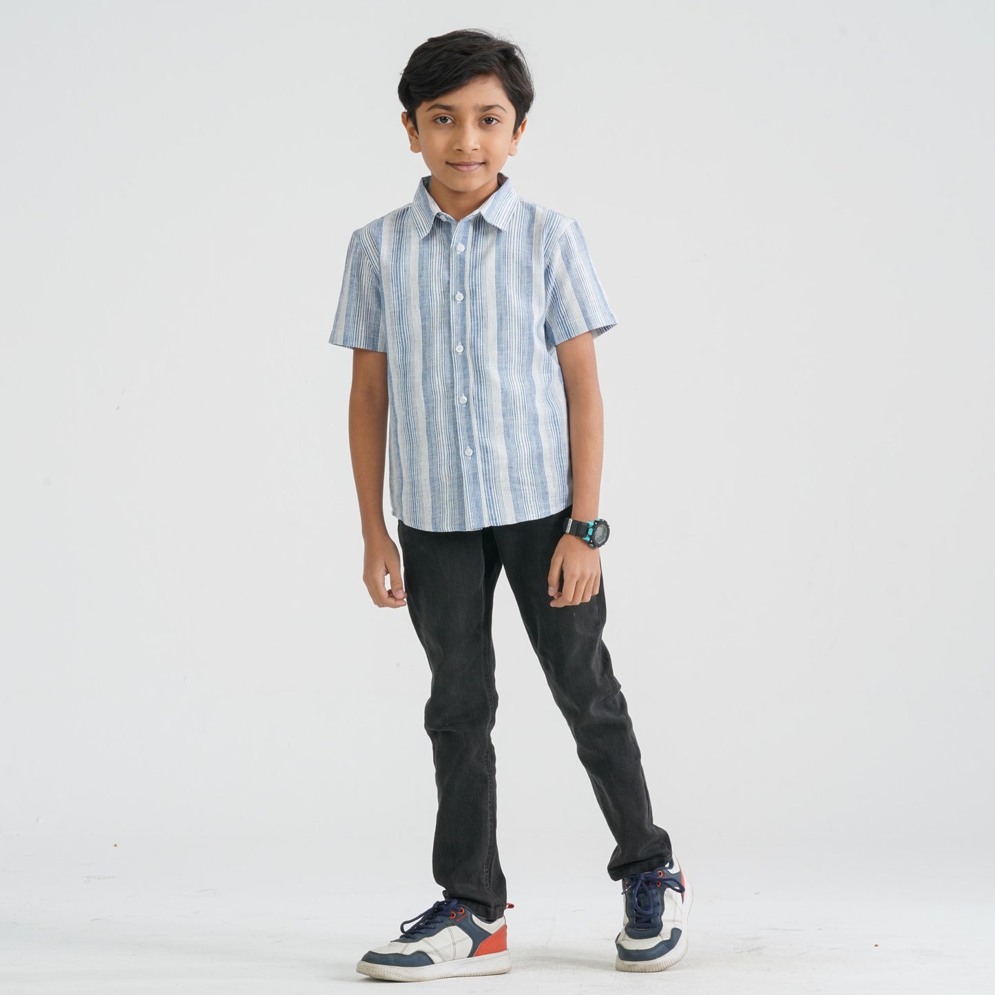 Baby Boy’s White & Blue Cotton Shirt