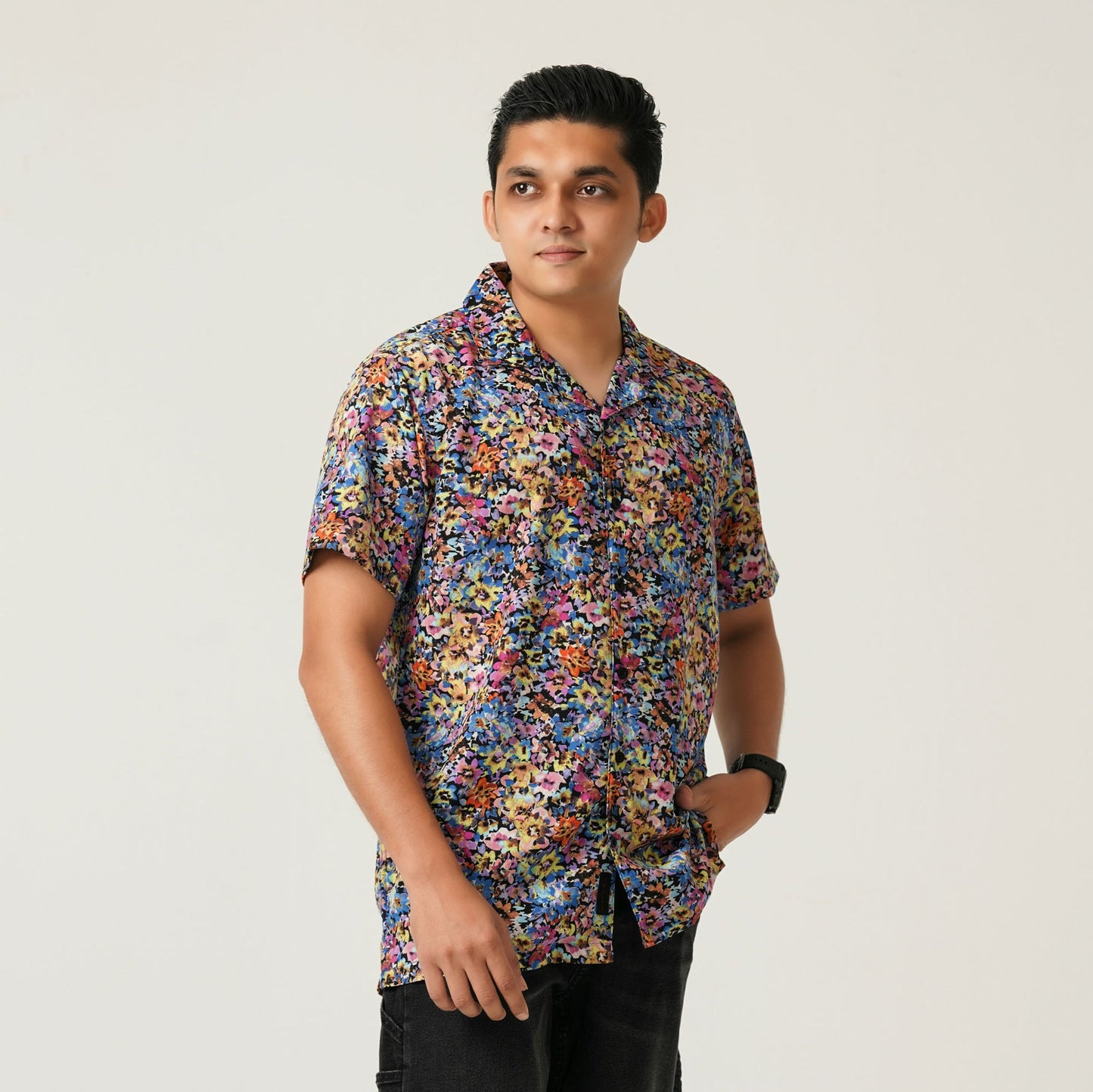 Mens Navy Aop Casual Shirt