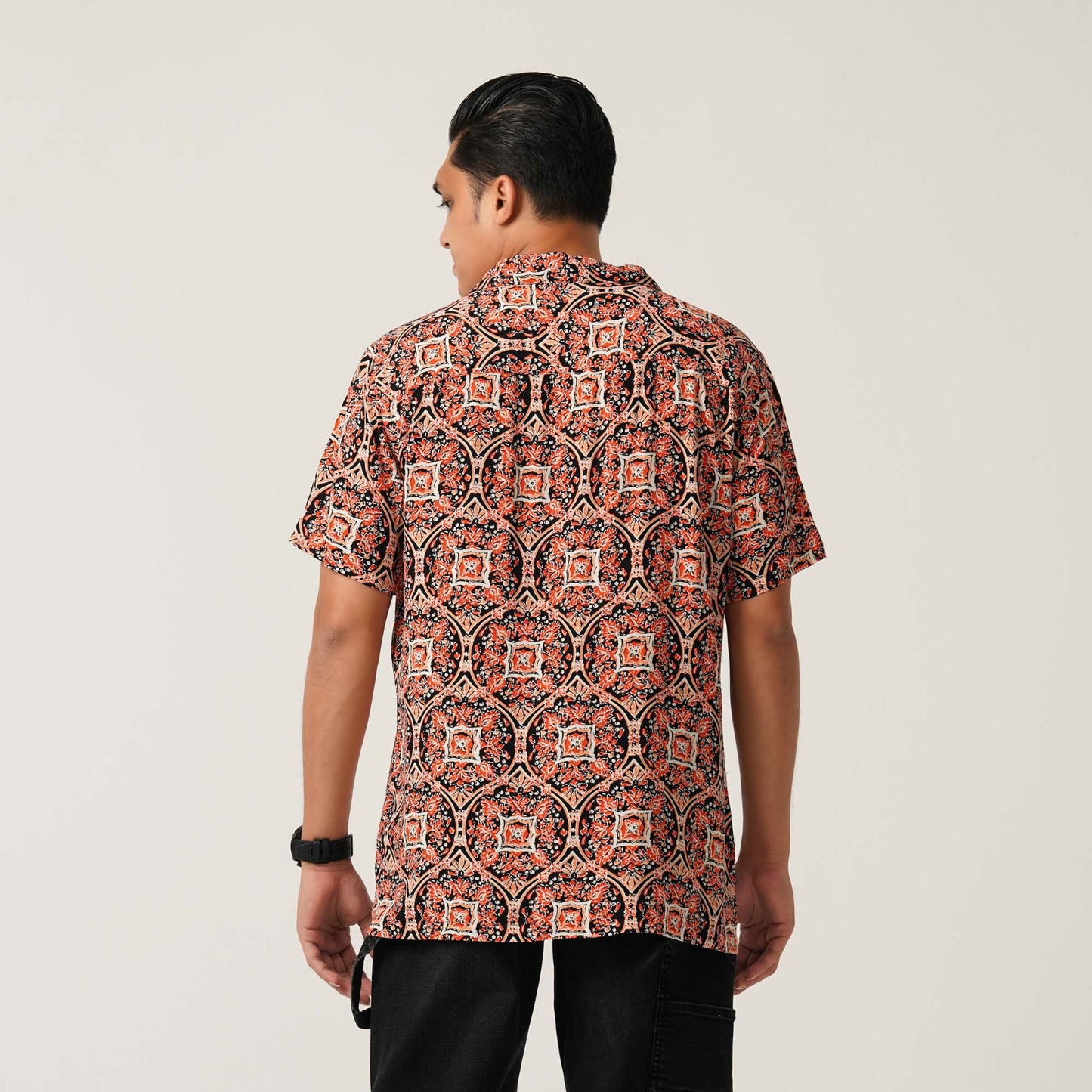 Mens Orange Aop Casual Shirt