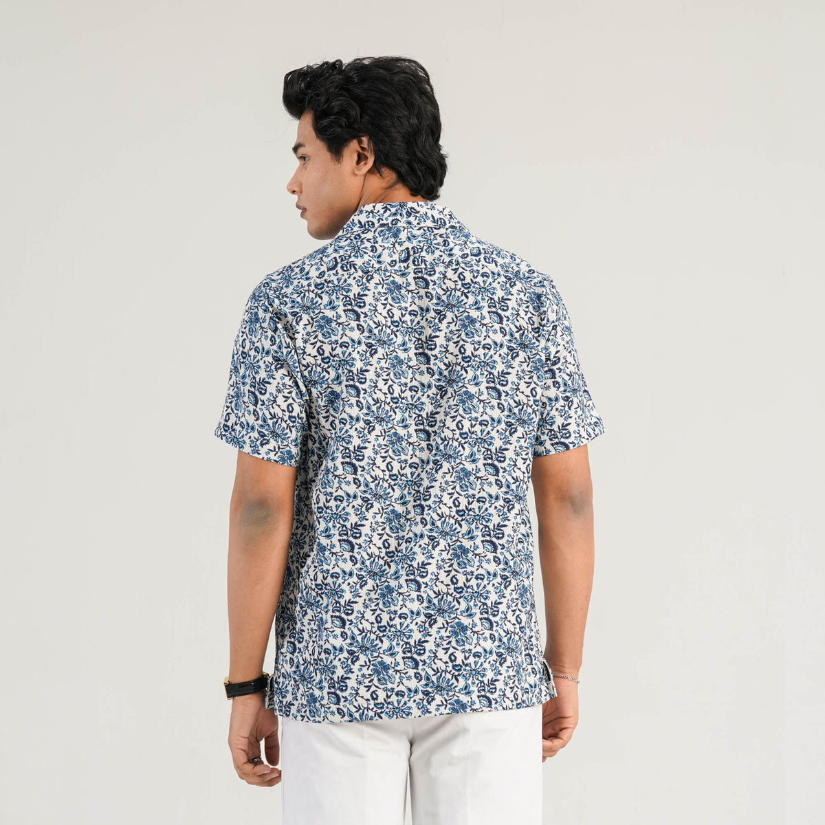 Mens Navy White Casual Shirt