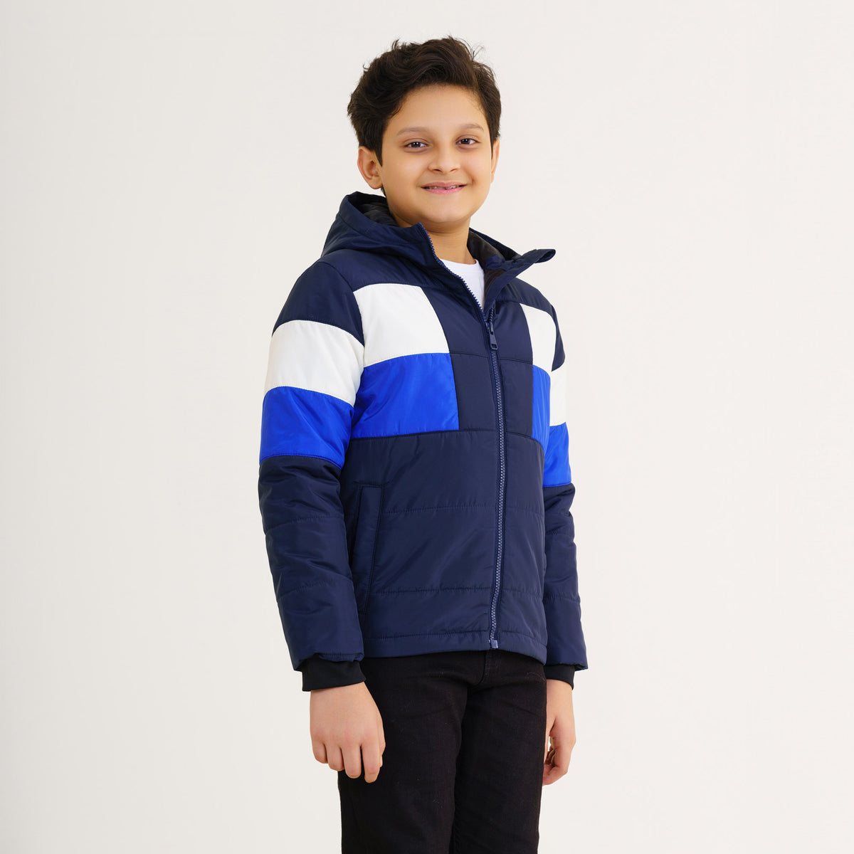 Boys Navy Blue & White Quilting Jacket