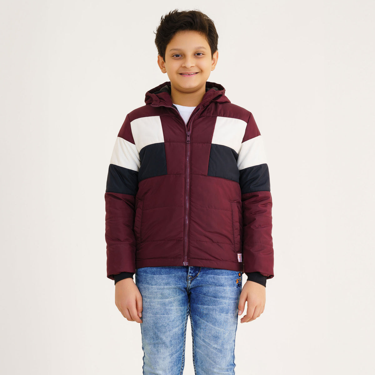 Boys Maroon & Black Quilting Jacket