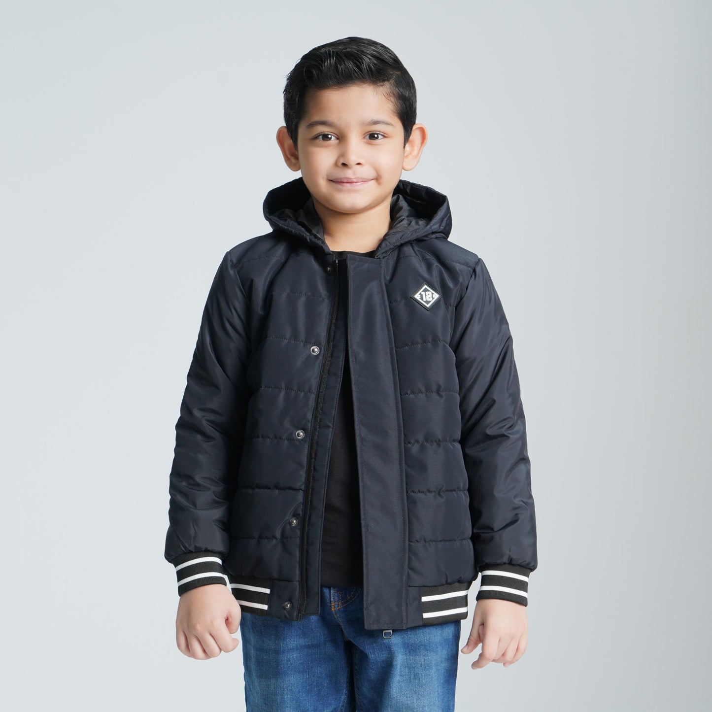 Boy's Black Quilted Jacket