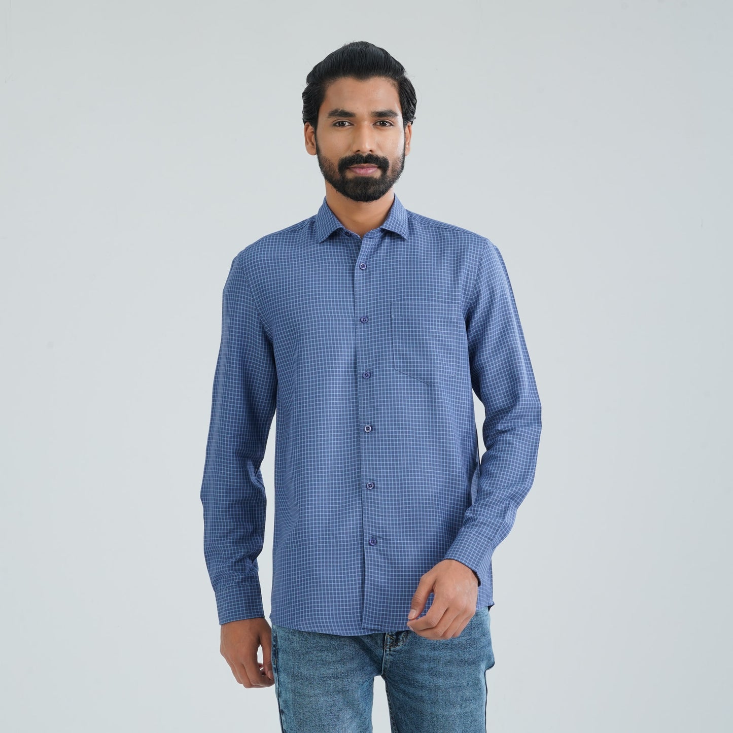 Men’s Navy Check Casual Shirt