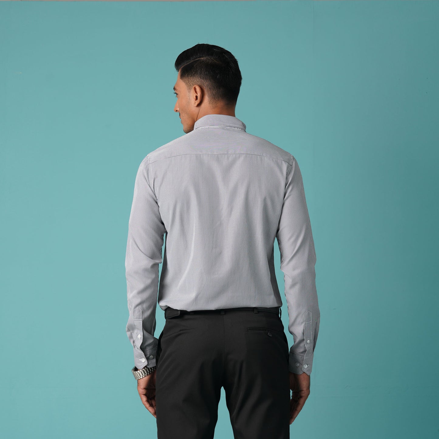 Mens L/S Shirt-Black Stripe